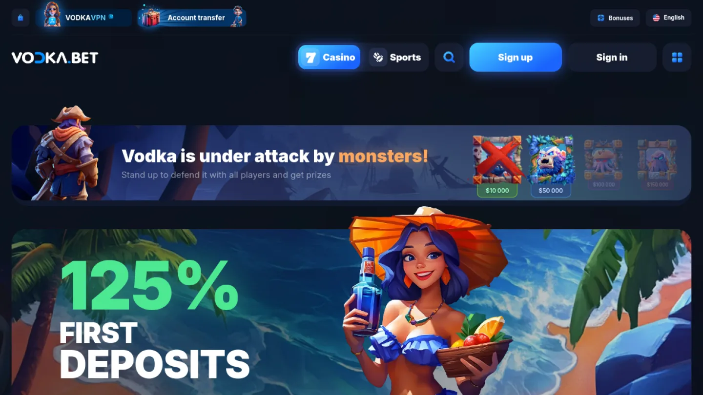 Скриншот интерфейса Vodka Casino в разделе «Поставщики игр»: навигация, игровые функции и доступные условия